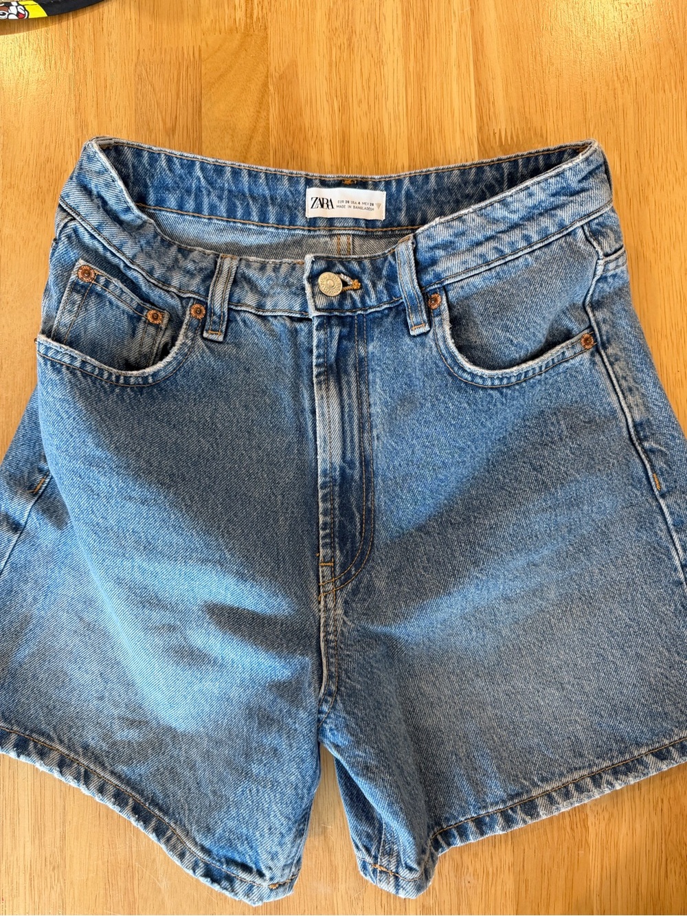 Zara Light Blue High-Rise Denim Shorts